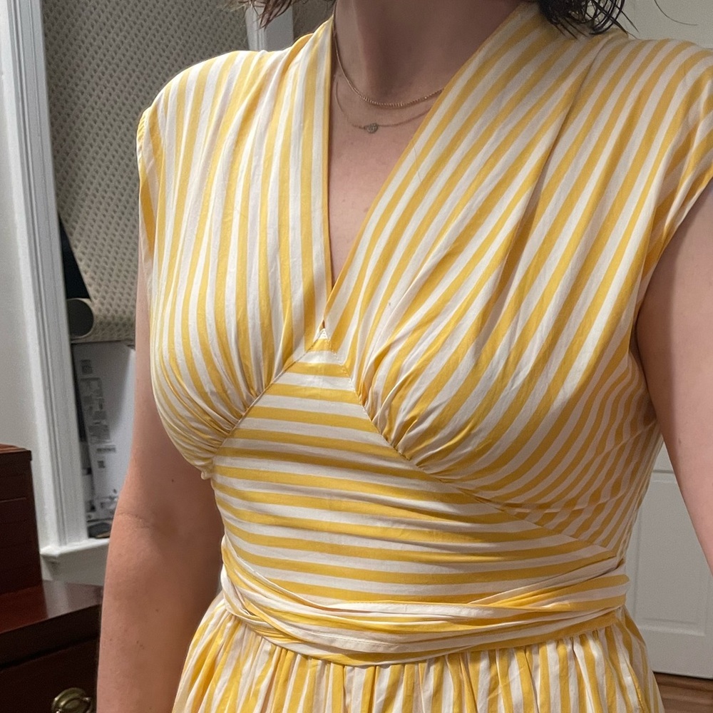 Yellow and white striped cotton dress - Picture 3 of 5